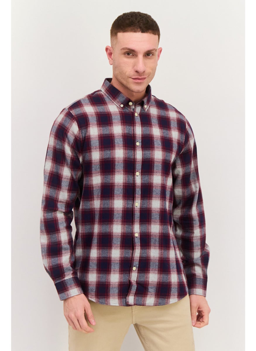 Threadbare Men Regular Fit Checkered Long Sleeves Casual Shirt, Navy  - Image 1