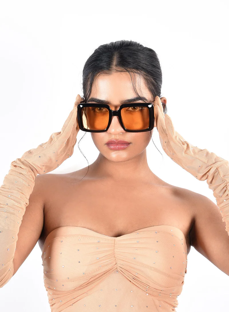 Woggles Stylish Yellow Oversized Sunglasses| 100% UV Protected| Men & Women