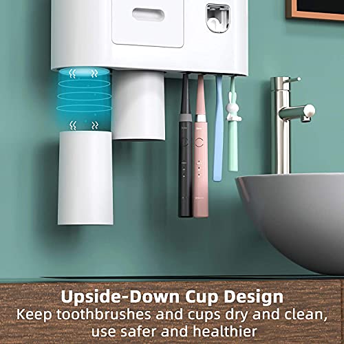 Tyzag Toothbrush Holder Wall Mounted, Toothbrush Holders for Bathroom, Toothpaste Dispenser with Toothbrush Holder Hook (2 - Cup) - Image 4