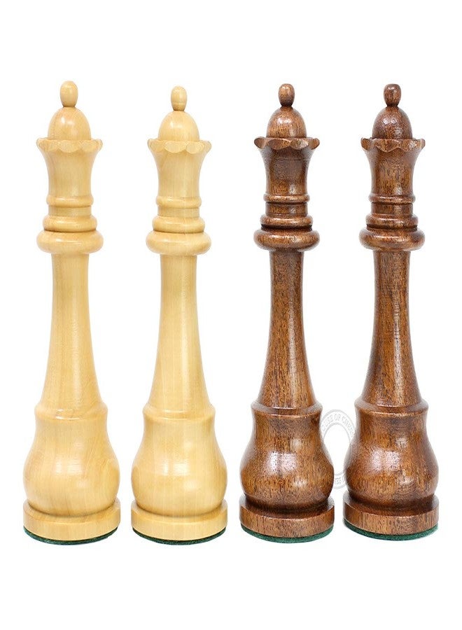 House of Chess - Tournament Chess Set Pieces - Unique Staunton Golden Acacia Wood/Boxwood - King Height: 3.75" (95 mm) - 2 Extra Queens - Weighted - Image 4