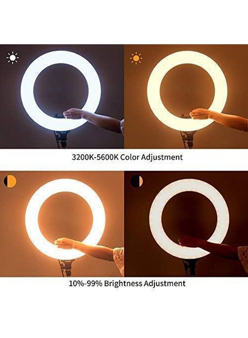 Jmary 14 Inch Ring Light Tripod Mount with 3 Phone Bracket, LED Soft Ring Light with Remote Control
