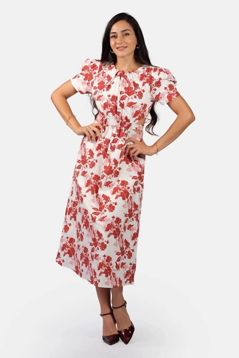 فيرجيو Cotton A Brunchwear Line Dresses With Cut Out Waist for Women
