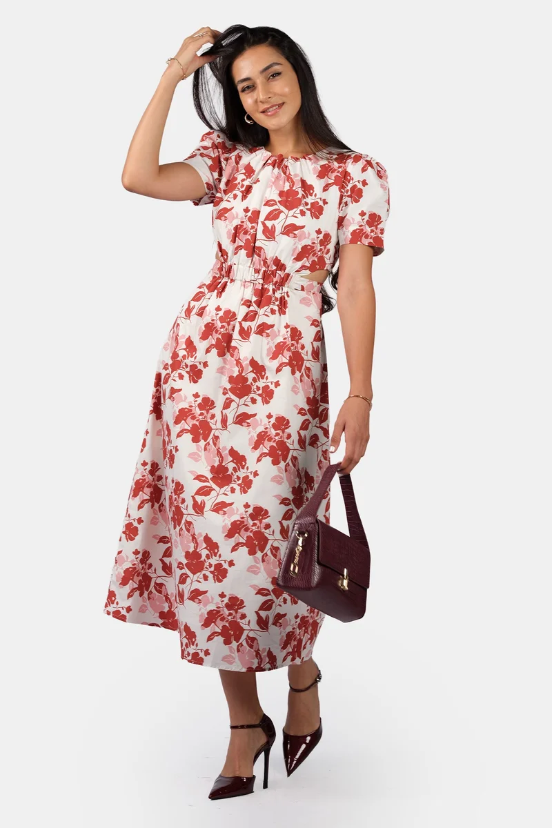 فيرجيو Cotton A Brunchwear Line Dresses With Cut Out Waist for Women
