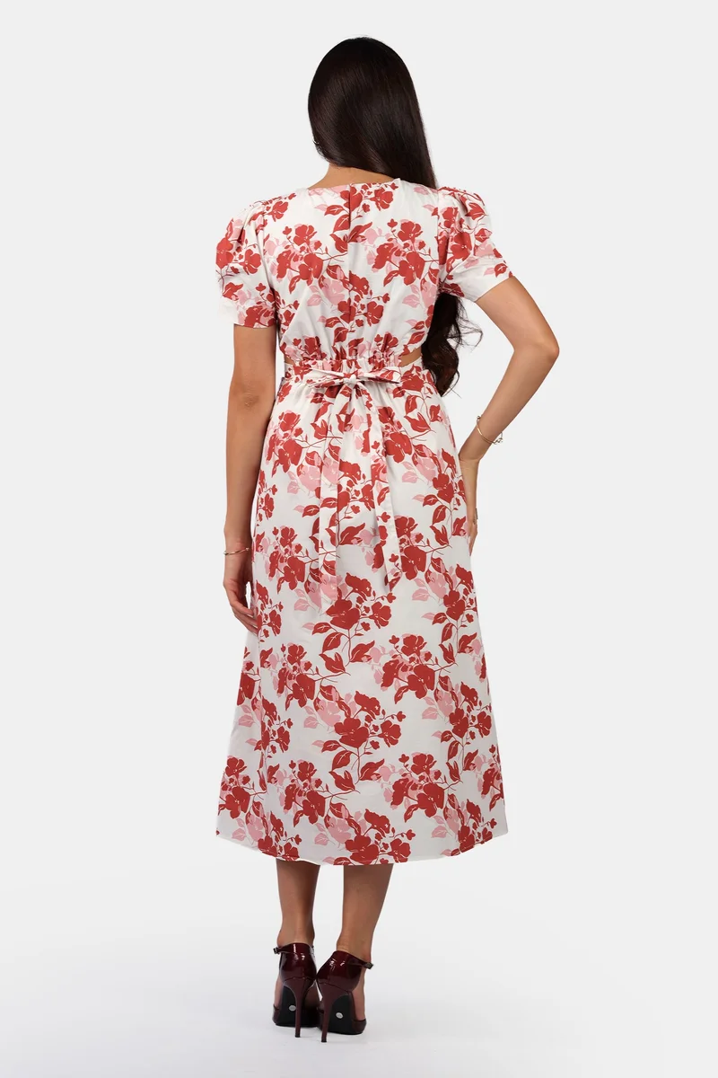 فيرجيو Cotton A Brunchwear Line Dresses With Cut Out Waist for Women