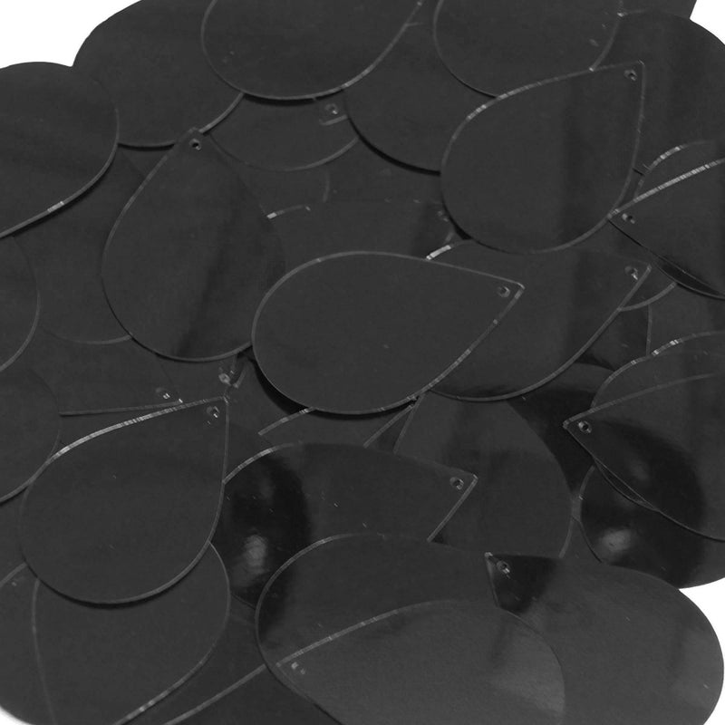 Sequin Tear Drop 15 inch Black Shiny Metallic Couture Paillettes Made in USA For embroidery costume embellishment