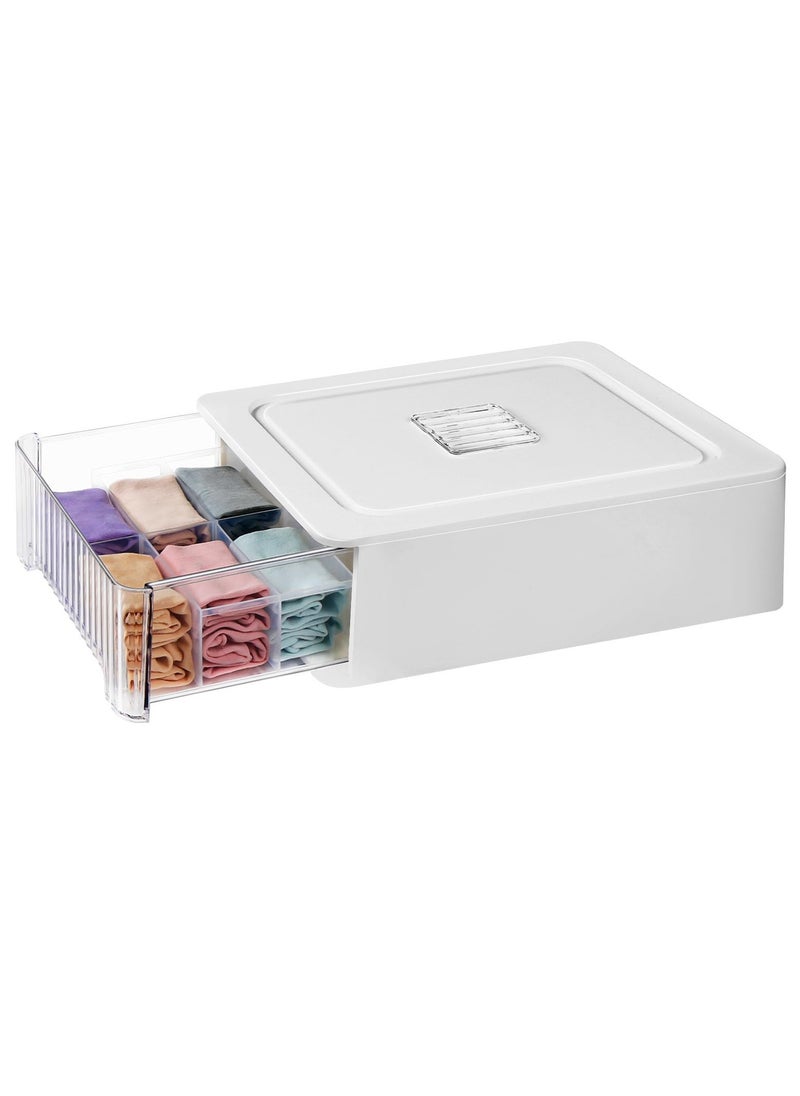 Generic Drawer Organizer for Clothing 12 Cell Clear Drawer and Closet Storage Boxes with Lid Closet Underwear Organiser Storage Dresser Drawer Dividers for Clothing Underwear Bras Socks  - Image 1