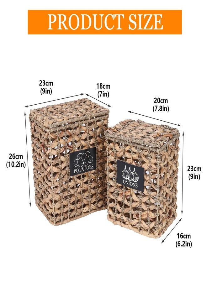 Xbopetda 2 Pack Potato and Onion Storage, Onion Container Potato Bin with Lids, Handwoven Vegetable Storage Produce Basket, Mesh Basket with Aerating Holes, Kitchen Pantry Organizer and Storage - Image 3
