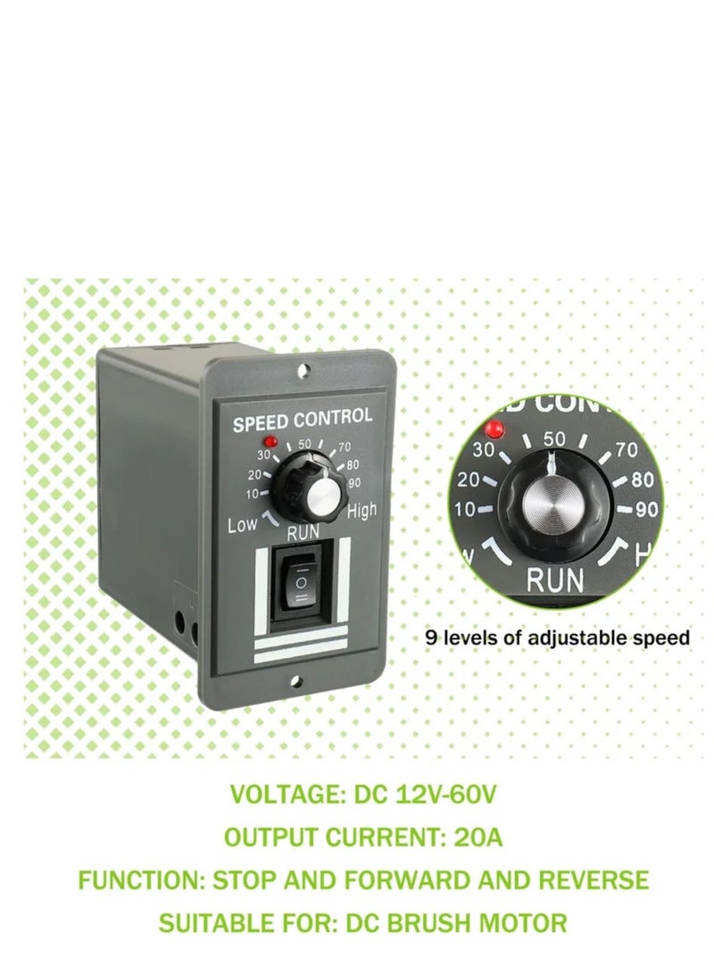DC Motor Speed Controller, Forward/Reverse Electric Motor Speed Regulator Suitable for DC Brush Motor, 12-60V - Image 5