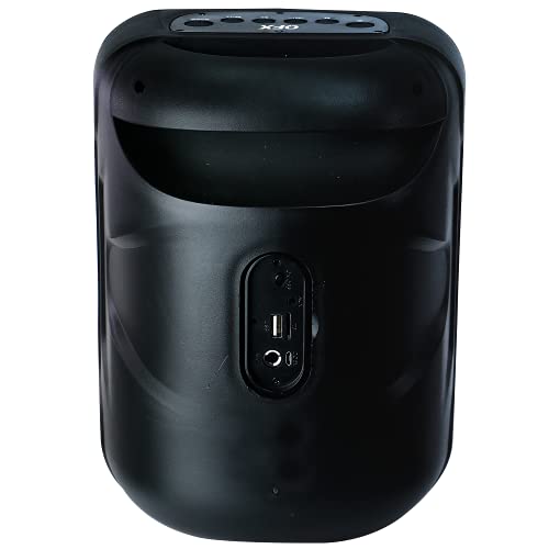QFX PBX-126 TWS Bluetooth Rechargeable Portable 10-Watt Speaker with a 4” Woofer, Microphone Input, AUX Input, USB Input, TF Card Input, FM Radio, and LED Party Lights, Black - Image 5