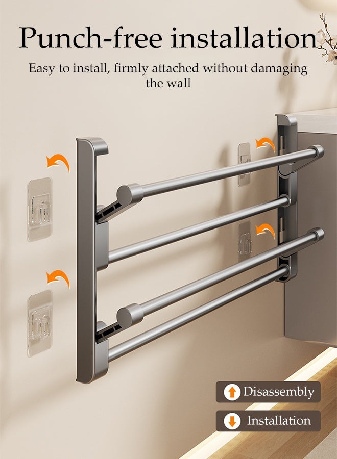 DUNISO 2-Tier Wall Mounted Shoe Rack， Foldable Self-adhesive Wall Shoe Rack，Bathroom Shoe Holder for Storage，Space-Saving,for Hallway, Bathroom，50cm - Image 4