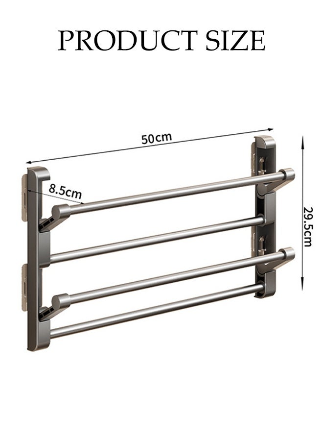 DUNISO 2-Tier Wall Mounted Shoe Rack， Foldable Self-adhesive Wall Shoe Rack，Bathroom Shoe Holder for Storage，Space-Saving,for Hallway, Bathroom，50cm - Image 2