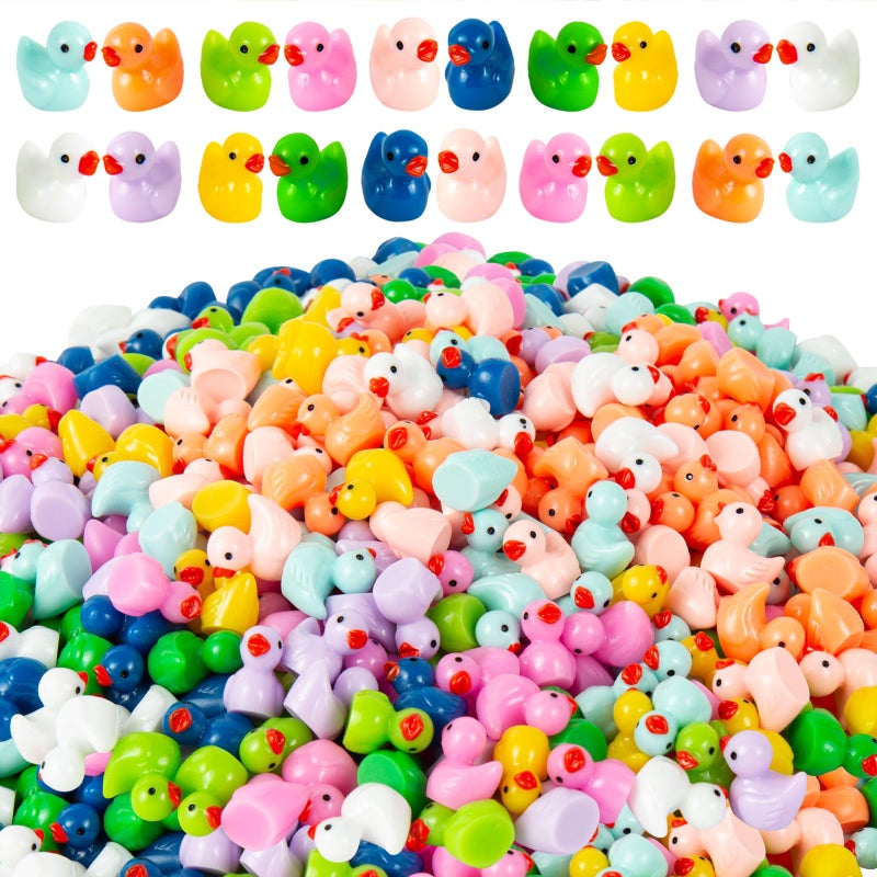 ONLYFU 1000Pcs Mini Resin Duck Bulk Tiny Duck Miniature Ducks Figurine Dollhouse Duck for DIY Fairy Garden Landscape Aquarium Decoration Ornament Party to Hide Toys Crafts Decor 10 Colors - Image 3