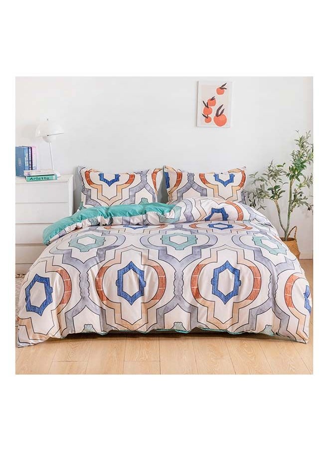 RISHAHOME 4-Piece Single Size Duvet Cover Set Microfibre Hemlock 1 Duvet Cover 160x210 cm; 1 Fitted Sheet 120x200x25 cm; 2 Pillow Cover 48x74cm Multicolor  - Image 1