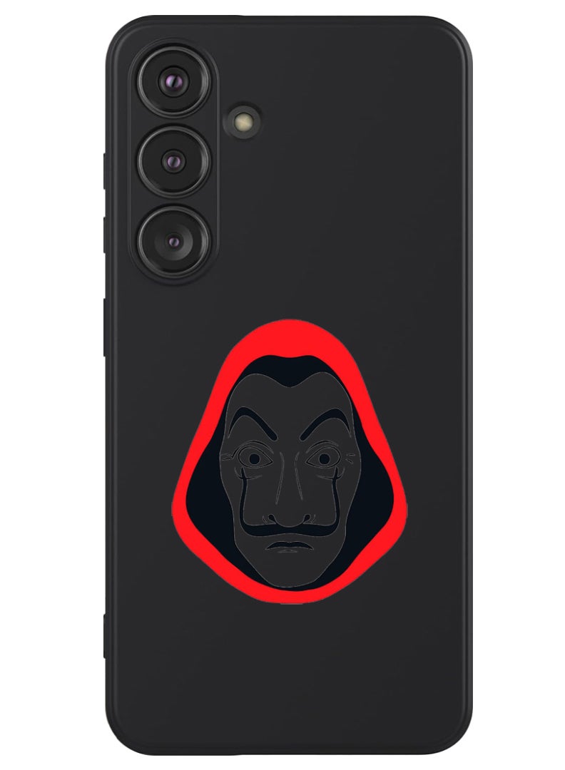 Theodor Protective Slim Fit Case Liquid Silicone Cover with Full Body Protection Anti-Scratch Shockproof Case For Samsung Galaxy S24 (Black) - La Casa Money Heist - Image 1