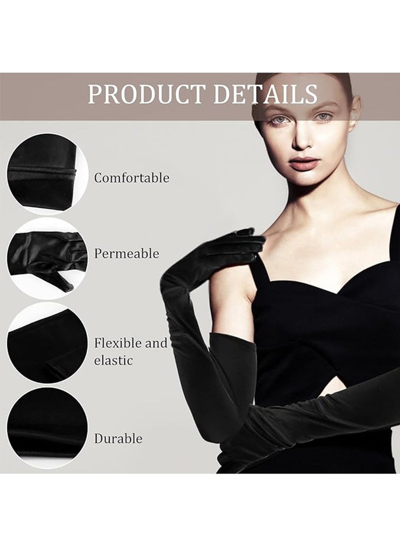 2 Pcs Long Evening Party Gloves for Women,Long Satin Gloves Elbow Length Opera Gloves Princess Wedding Gloves Costume Gloves Bridal Evening Gloves Party Prom - Image 2