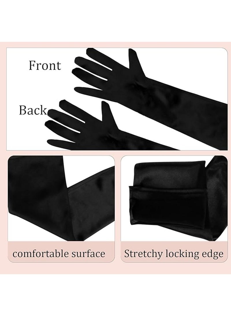 2 Pcs Long Evening Party Gloves for Women,Long Satin Gloves Elbow Length Opera Gloves Princess Wedding Gloves Costume Gloves Bridal Evening Gloves Party Prom - Image 3