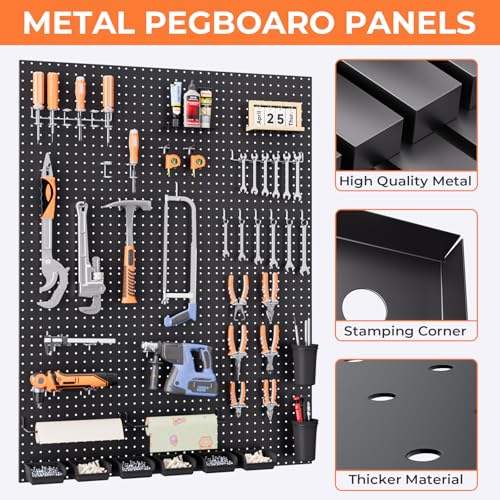 INCLY 48x36 Inch Metal Peg Board Kit with 1/4" Pegboard Hooks Accessories, 6PCS Peg Board Panels and 234PCS Black Pegboard Wall Organizer Tool Storage System for Garage Workbench Shed - Image 4