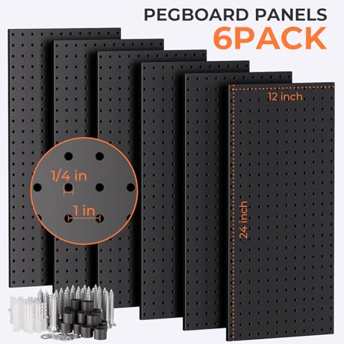 INCLY 48x36 Inch Metal Peg Board Kit with 1/4" Pegboard Hooks Accessories, 6PCS Peg Board Panels and 234PCS Black Pegboard Wall Organizer Tool Storage System for Garage Workbench Shed - Image 2