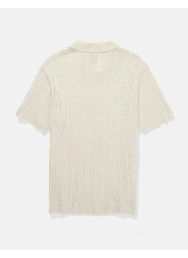 American Eagle Textured Polo Neck Sweater