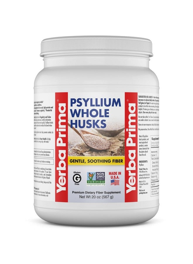 Yerba Prima Psyllium Whole Husks Fiber Supplement - Colon Cleanse - Gut Health - Vegan Non-GMO Gluten Free - 20oz - Image 1