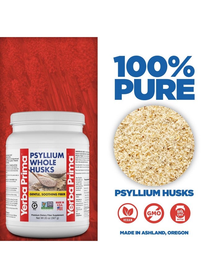 Yerba Prima Psyllium Whole Husks Fiber Supplement - Colon Cleanse - Gut Health - Vegan Non-GMO Gluten Free - 20oz - Image 2