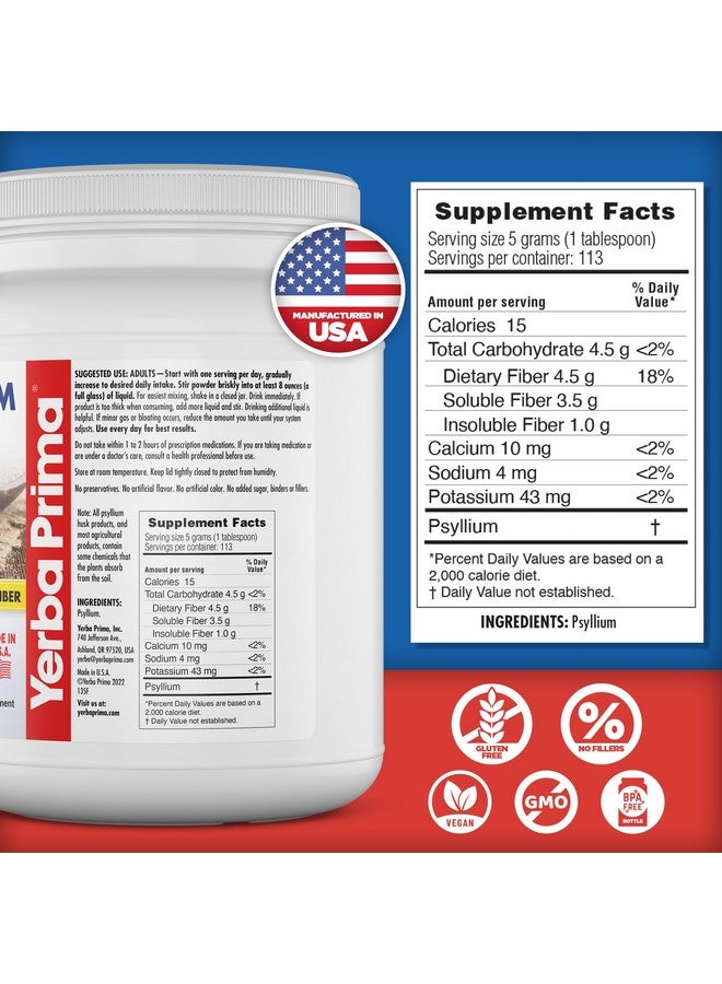 Yerba Prima Psyllium Whole Husks Fiber Supplement - Colon Cleanse - Gut Health - Vegan Non-GMO Gluten Free - 20oz - Image 4