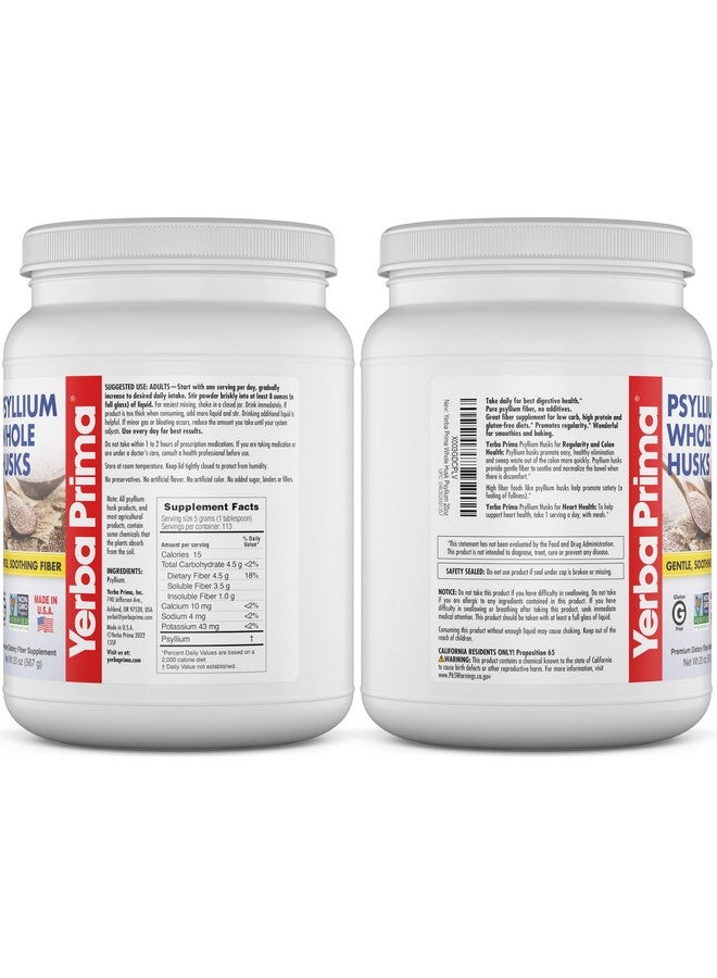 Yerba Prima Psyllium Whole Husks Fiber Supplement - Colon Cleanse - Gut Health - Vegan Non-GMO Gluten Free - 20oz - Image 5