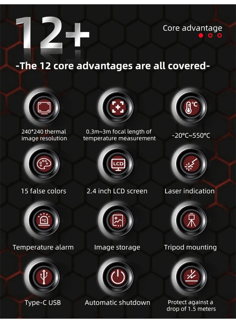 BSIDE HX3 Infrared Thermal Imager Handheld Temperature Detector – 2.4" HD Screen, Dual Optical Fusion, Laser Indicator, 15 Color Modes, High-Precision Non-Contact Thermometer - Image 3