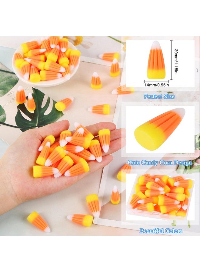 EVERMARKET 40 Pcs Resin Candy Corn Decor Cute Fake Candy Corn Embellishment Resin Corn Craft Halloween Decorations With Storage Box For Diy Craft Wreath Scrapbooking Party Home Decor - Image 3