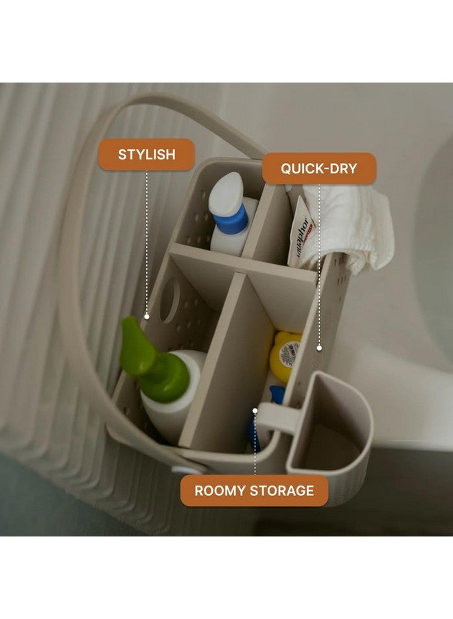Parker Baby Co. Parker Baby Bath Caddy | BPA Free & Food Grade Shower Caddy Organizer for Toys & Supplies | Quick-Dry, Sturdy & Perfect Size Shower Basket w/Handle in Neutral Colors  - Image 5