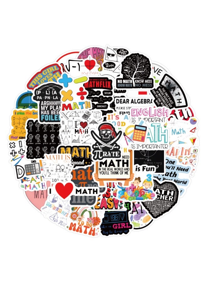 NIBEMINENT 60 Pcs Math Deco Kit Waterproof Stickers, High Definition Printing Bright Colors, Suitable for Laptop Skateboard Luggage Water Bottle Guitar DIY - Image 1