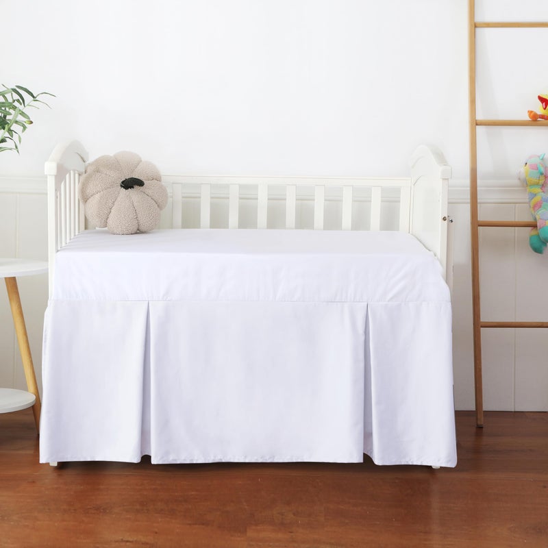 Shunjie.Home Crib Skirt Dust Ruffle 100 Egyptian Cotton 400 Thread Count Soft Breathable Crib Bedding Skirt for Baby Boys and Girls 52X28 with 14 Crib Bed Skirt Fading Resistant White Solid 