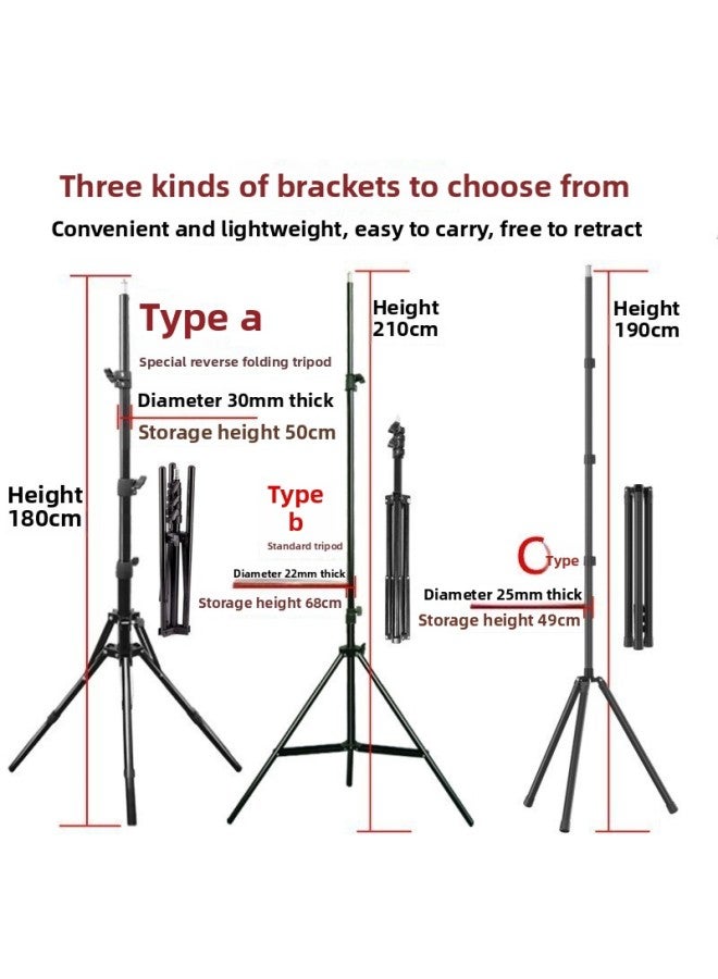 general Hot Sale Five-pointed Star Live Fill Light Mobile Phone Floor Lighting Light Live Beauty Large Aperture 20-inch Light-Color:Black B 2.1m Bracket - Image 1