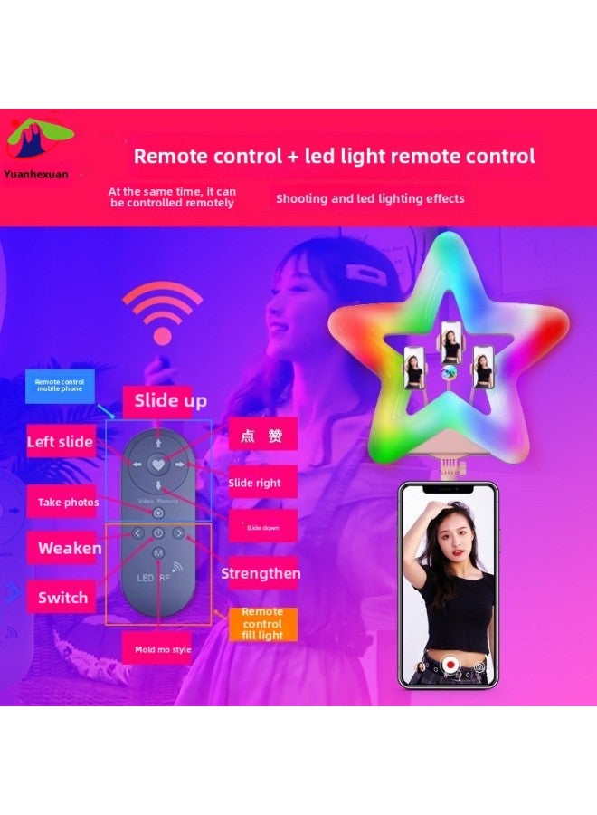 general Hot Sale Five-pointed Star Live Fill Light Mobile Phone Floor Lighting Light Live Beauty Large Aperture 20-inch Light-Color:Black B 2.1m Bracket - Image 4