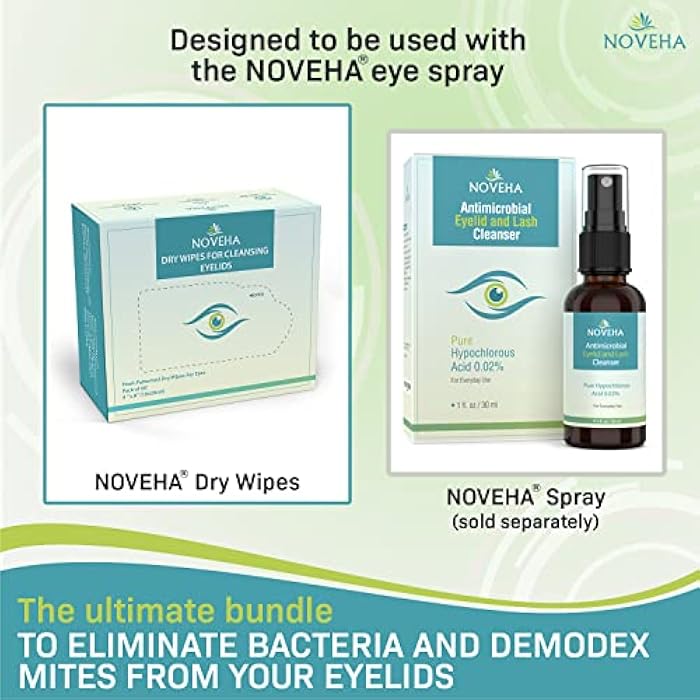 NOVEHA 60PCs Dry Wipes - Gentle & Hypoallergenic Daily Eye & Nasal Cleanser Wipes - Makeup Removal - Calm, Relieve, Soothe, Hydrate Your Skin Naturally - Can be Use with our Foam and Cleanser Line - Image 5