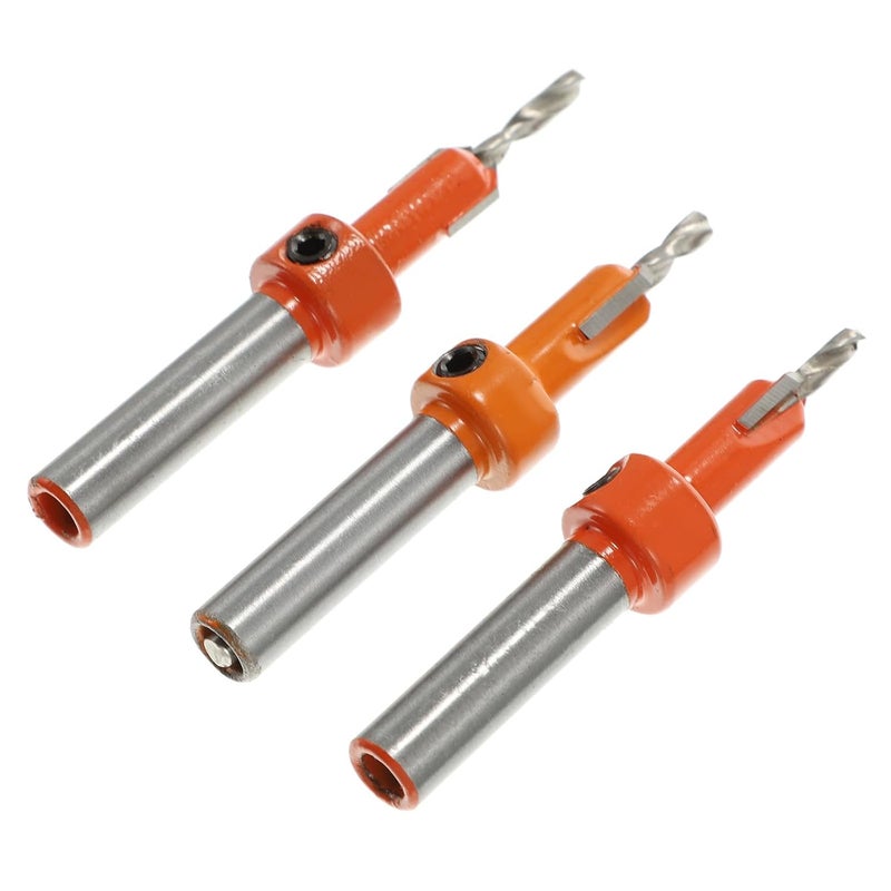3pcs Professional Countersink Drill Bit with Hex Shank Twisting Punch Drill Bits for Woodworking Chamfer Includes with Wrench for Precise Hinge Drilling and Burr Removal - Image 1