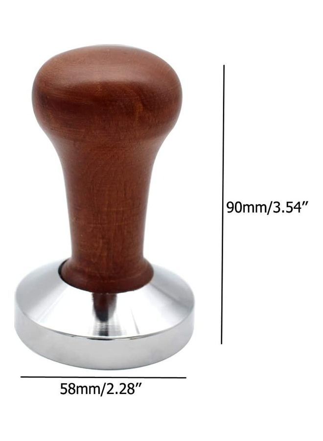 NIBEMINENT Espresso Tamper Stainless Steel Base With Solid Wooden Handle Brown/Silver - Image 3