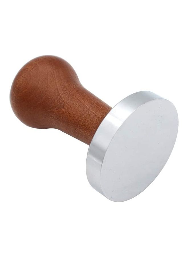 NIBEMINENT Espresso Tamper Stainless Steel Base With Solid Wooden Handle Brown/Silver - Image 4