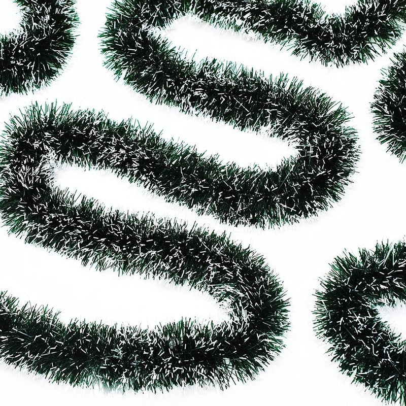 Partunay Pack of 5 Christmas Tinsel Snowy Black and White Snow Tipped Garland Strings Xmas Tree Hanging Ornaments Christmas Decoration Item New Year Xmas Christmas Party Decor 5 - Image 1