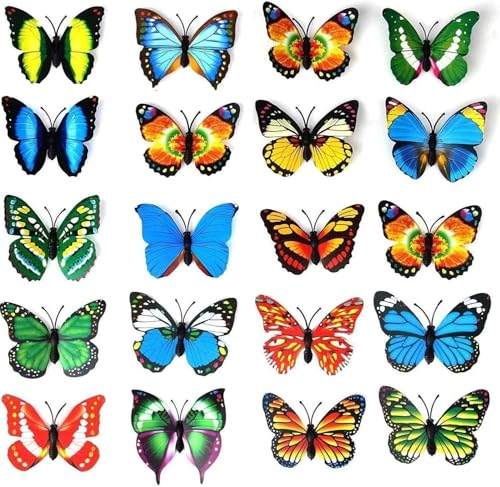 20 Pcs Butterfly Magnets for Refrigerators  4 Colourful Magnetic Butterflies Decor Spring Decor for Home Durable PVC Butterfly Decorations with Adhesive Backing Versatile Use for Various Spaces