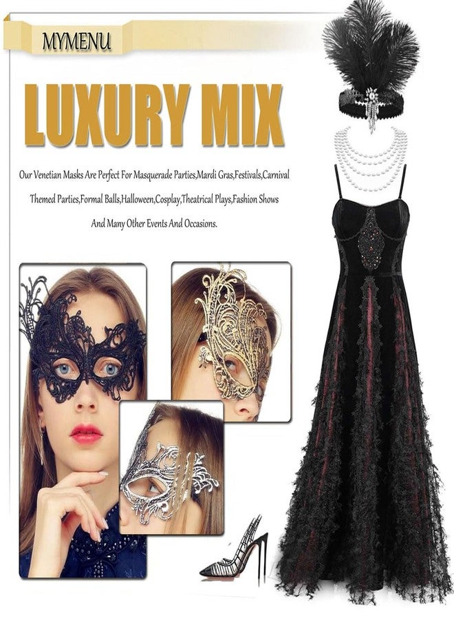 MYMENU Masquerade Mask for Women Lace Venetian Halloween Mask for Costume Party Mardi Gras (3 Phoenix) - Image 4