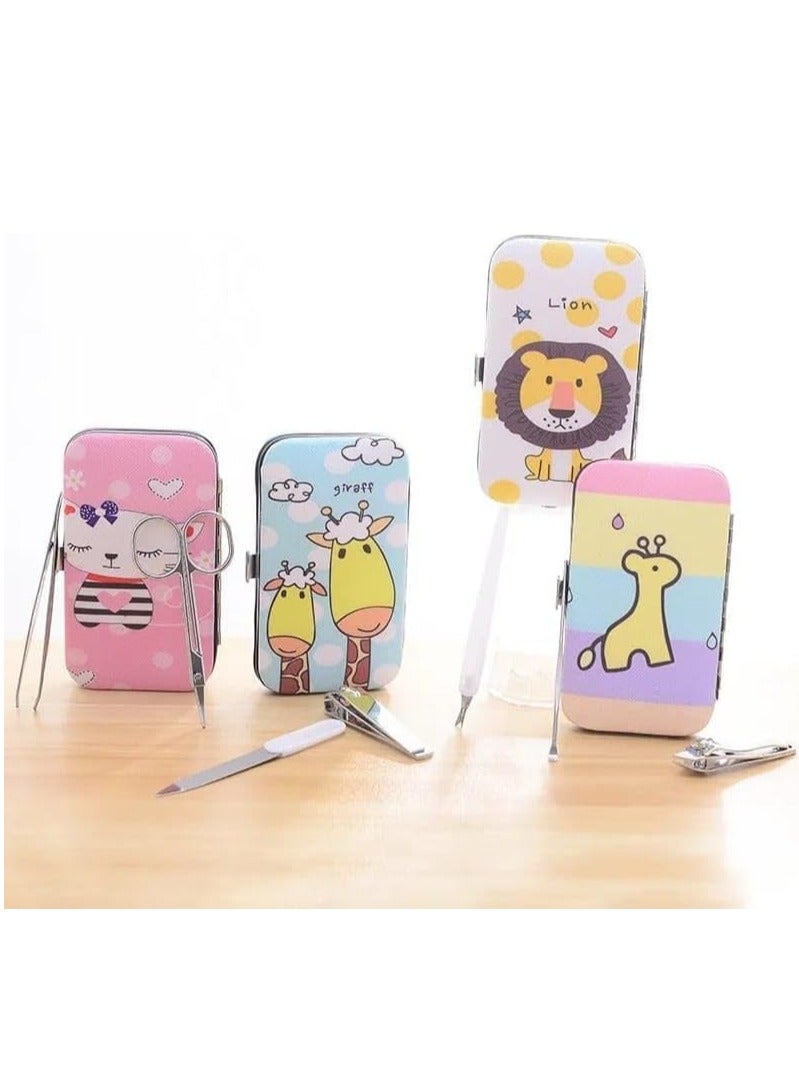 7 Piece Mini Professional Nail Care Tool Kit for Manicure and Pedicure, Portable Daily Life Travel Cartoon Case Stainless Steel Nail Clippers Scissors (Random Design) 1 set - Image 4