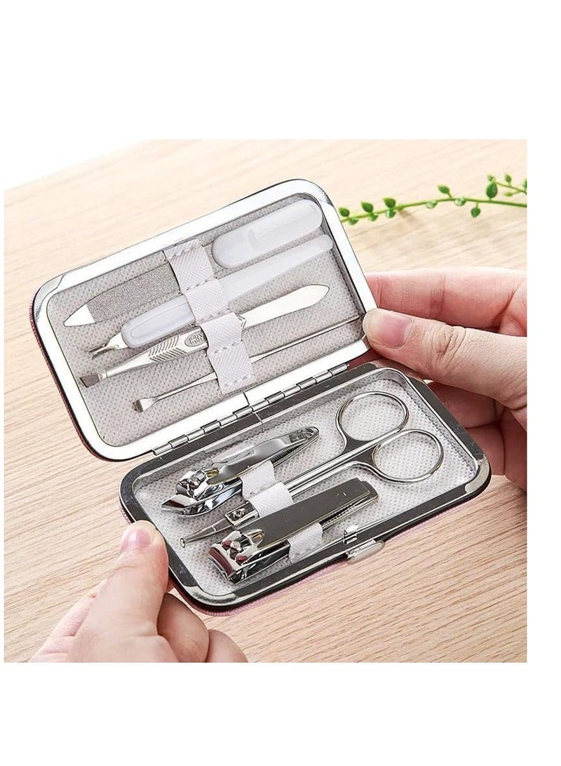 7 Piece Mini Professional Nail Care Tool Kit for Manicure and Pedicure, Portable Daily Life Travel Cartoon Case Stainless Steel Nail Clippers Scissors (Random Design) 1 set - Image 5