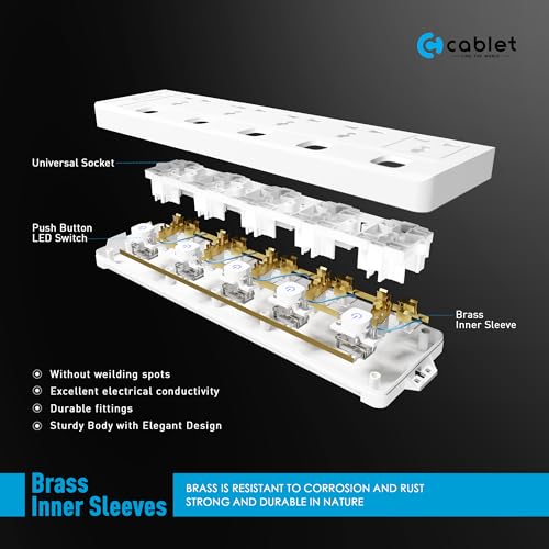 Cablet Extension Board 2500W 10A | 5 Universal Multi Plug Socket with Individual Switches | 4.5 Meter Heavy Duty Cord | LED Indicator, Power Strip & Spike Guard for Home & Office Use - Image 3