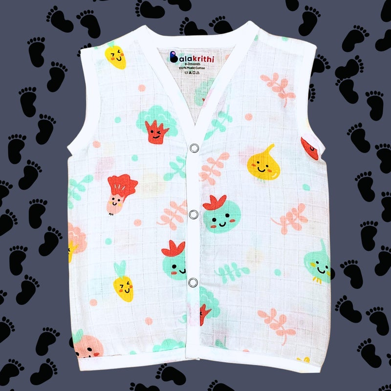 Balakrithi Organic Cotton Muslin Button Jabla| Newborn Jabla Pack of 6 |Snap Jablas for Baby |Muslin Jabla Boys Girls|Soft Breathable |Multicolour - Image 4