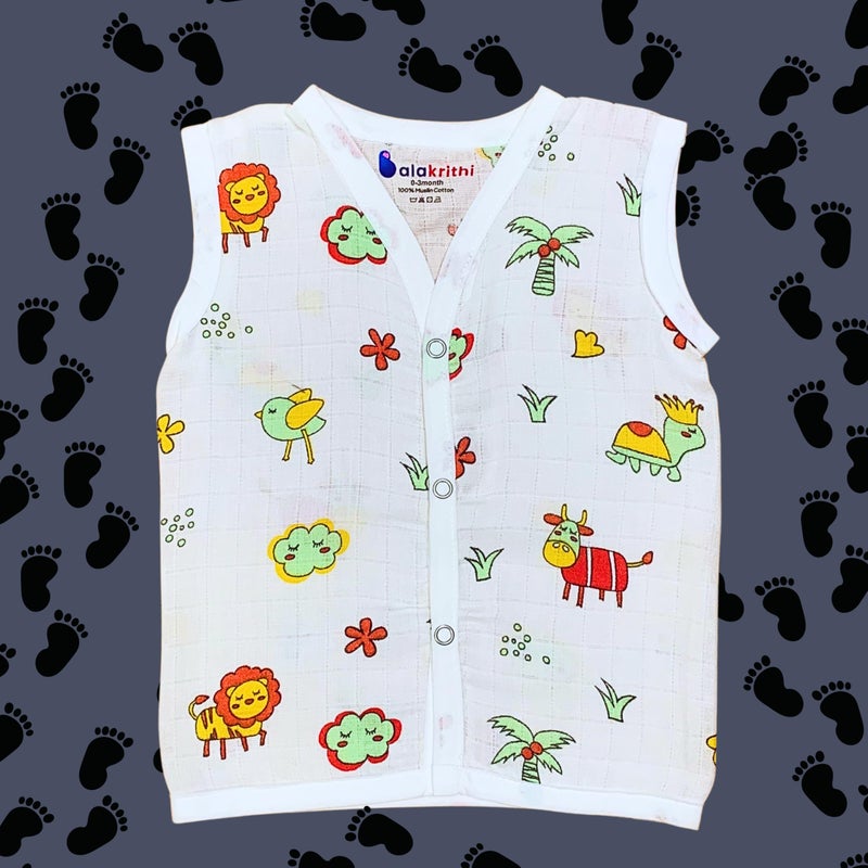 Balakrithi Organic Cotton Muslin Button Jabla| Newborn Jabla Pack of 6 |Snap Jablas for Baby |Muslin Jabla Boys Girls|Soft Breathable |Multicolour - Image 3