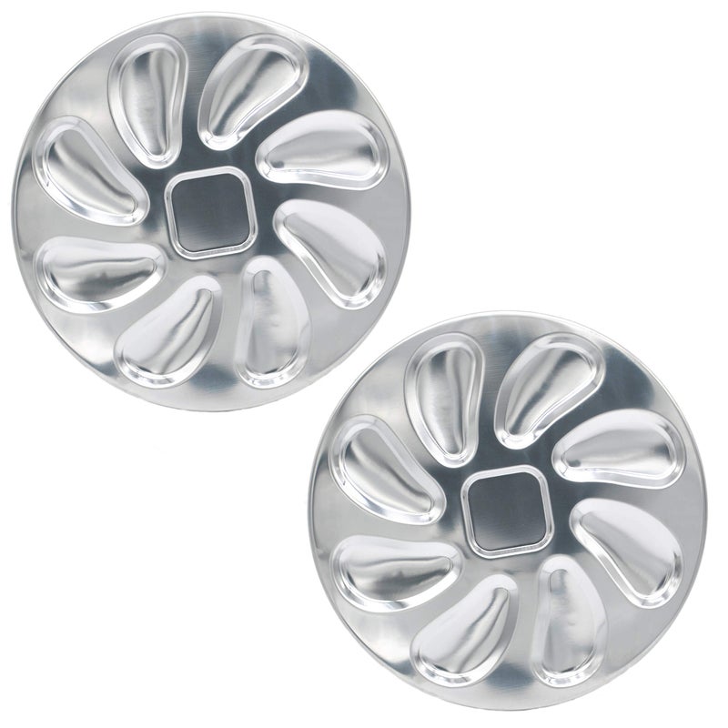 MGTECH 2 Pack Stainless Steel Oyster Plate, Pan and Serving Tray, Shell Shaped Platter