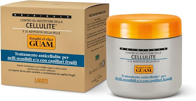 guam GUAM Seaweed Mud Anti Cellulite Cream for Sensitive Skin with Vitamins Crowberry 500ml Thighs Buttocks Leg Fragile Capillaries Treatment Skin Tightening Cream Body Firming Draining Action - Image 1