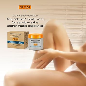 guam GUAM Seaweed Mud Anti Cellulite Cream for Sensitive Skin with Vitamins Crowberry 500ml Thighs Buttocks Leg Fragile Capillaries Treatment Skin Tightening Cream Body Firming Draining Action - Image 2