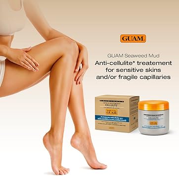 guam GUAM Seaweed Mud Anti Cellulite Cream for Sensitive Skin with Vitamins Crowberry 500ml Thighs Buttocks Leg Fragile Capillaries Treatment Skin Tightening Cream Body Firming Draining Action - Image 3